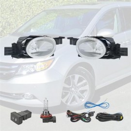 Pair of Front Fog Light Lamps clear lens H11 Bulbs fits 14-16 Honda Odyssey