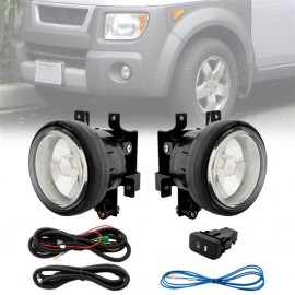 For 03-08 Honda Element Clear Fog Lights Front Bumper Lamps Pair&Switch&H3 Bulbs
