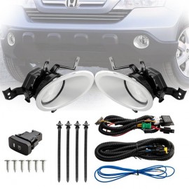 For 2007-2009 Honda CR-V Clear Lens Fog Light w/Bulb Switch Bezel Cover LH&RH