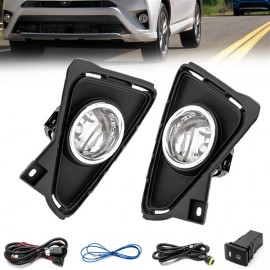 For 16 17 18 Toyota RAV4 Clear Bumper Fog Lights Driving Lamps Kit w/Switch Pair