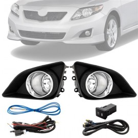 For 2009-2010 Toyota Corolla Clear Lens Bumper Fog Lights Driving Switch w/Bulb